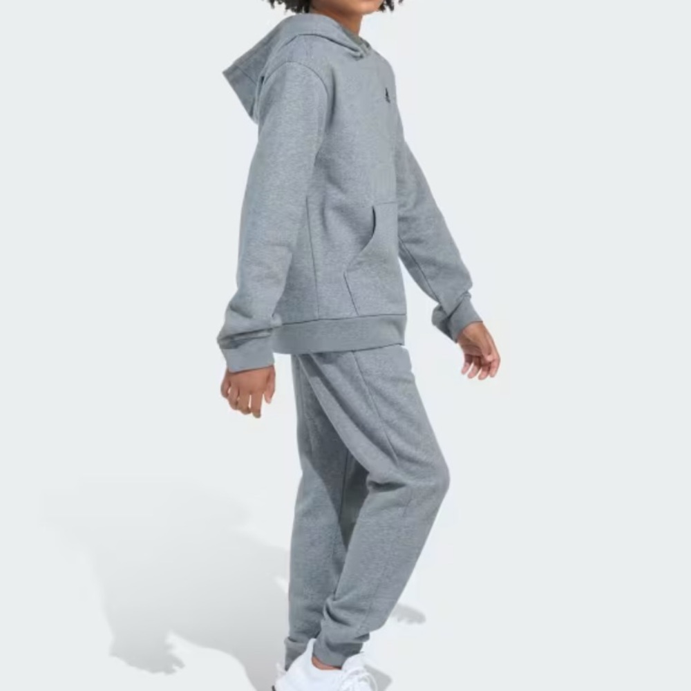 Adidas Heather Fleece Pullover Set Kids Charcoal Grey 7 New With Tags - Picture 6 of 8
